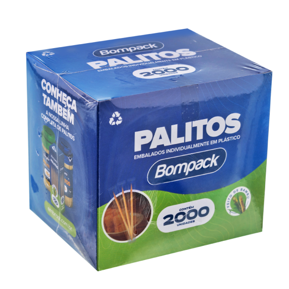 Palitos de Dente Bompack Embalados Individualmente Caixa 2000 Unidades